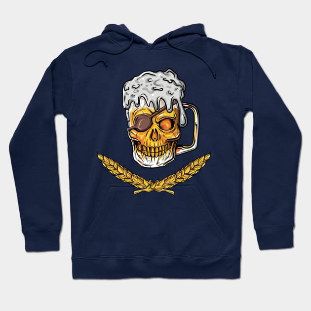 Pirate Skull Beer Mug Malt Men Women Drinking Gift Hoodie by Freid